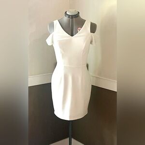 SPEECHLESS White Dress Size 11 Straps & Cap Sleeves Ribbed Shimmer Fitted